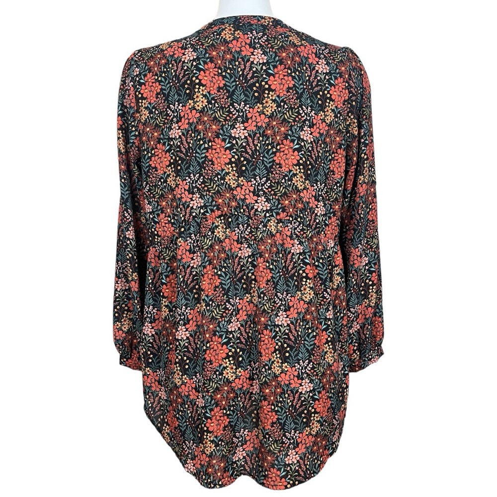 DR2 Daniel Rainn Floral Print Tassel Tie Neck High Low Blouse Size Large - Picture 6 of 9